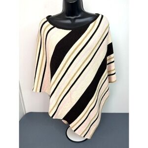 MAX STUDIO PONCHO Cape Wool One Size Fits Most Stripes